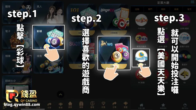 (註冊錢盈娛樂城會員後,進入美國天天樂投注頁面)